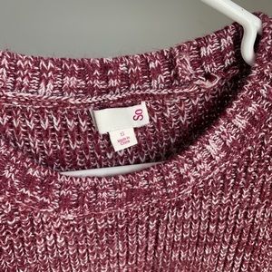 Burgundy and white sweater